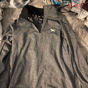 Brand pink, gray quarter zip